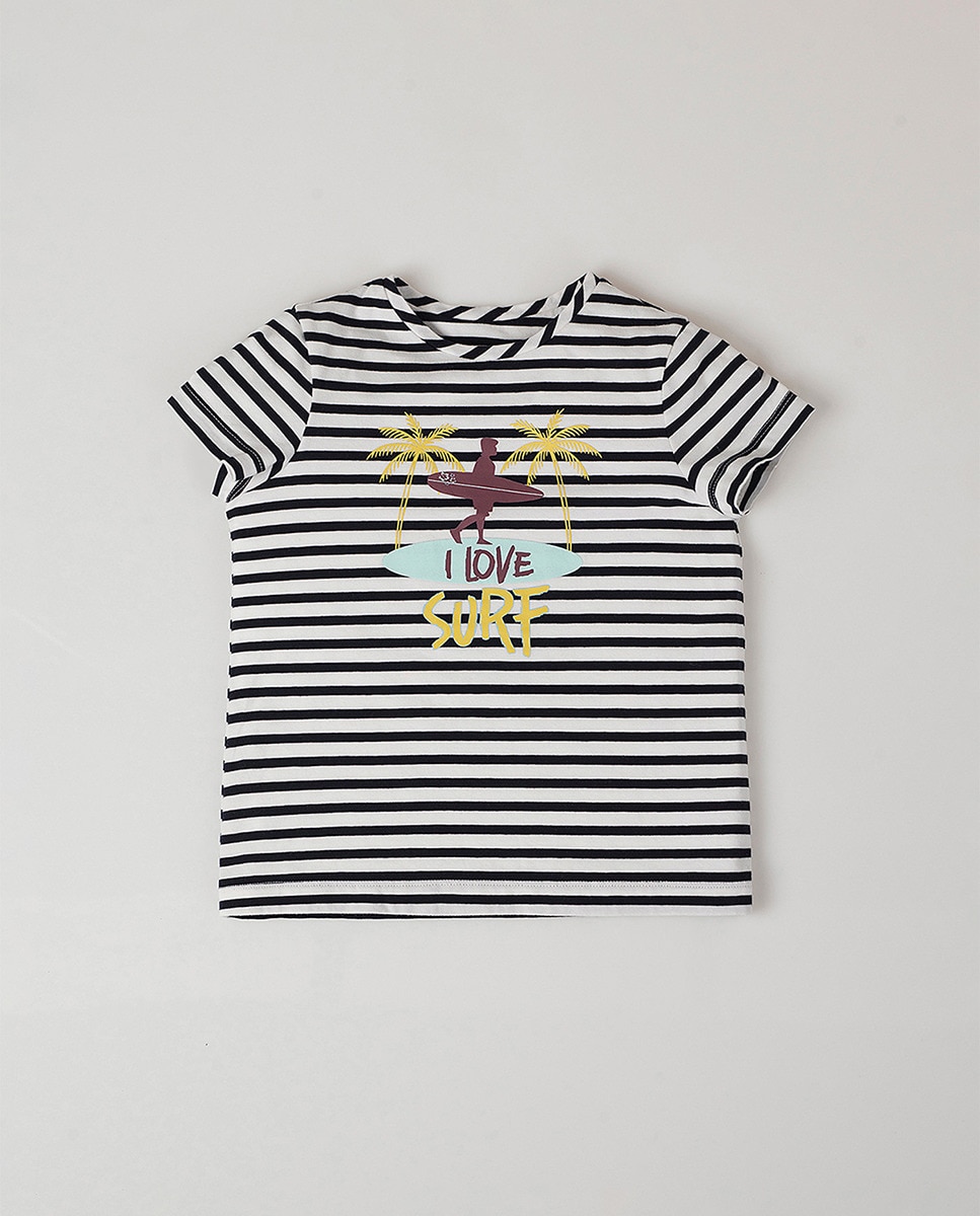 Imagen 0 de Camiseta estampado i love surf rayas de niño