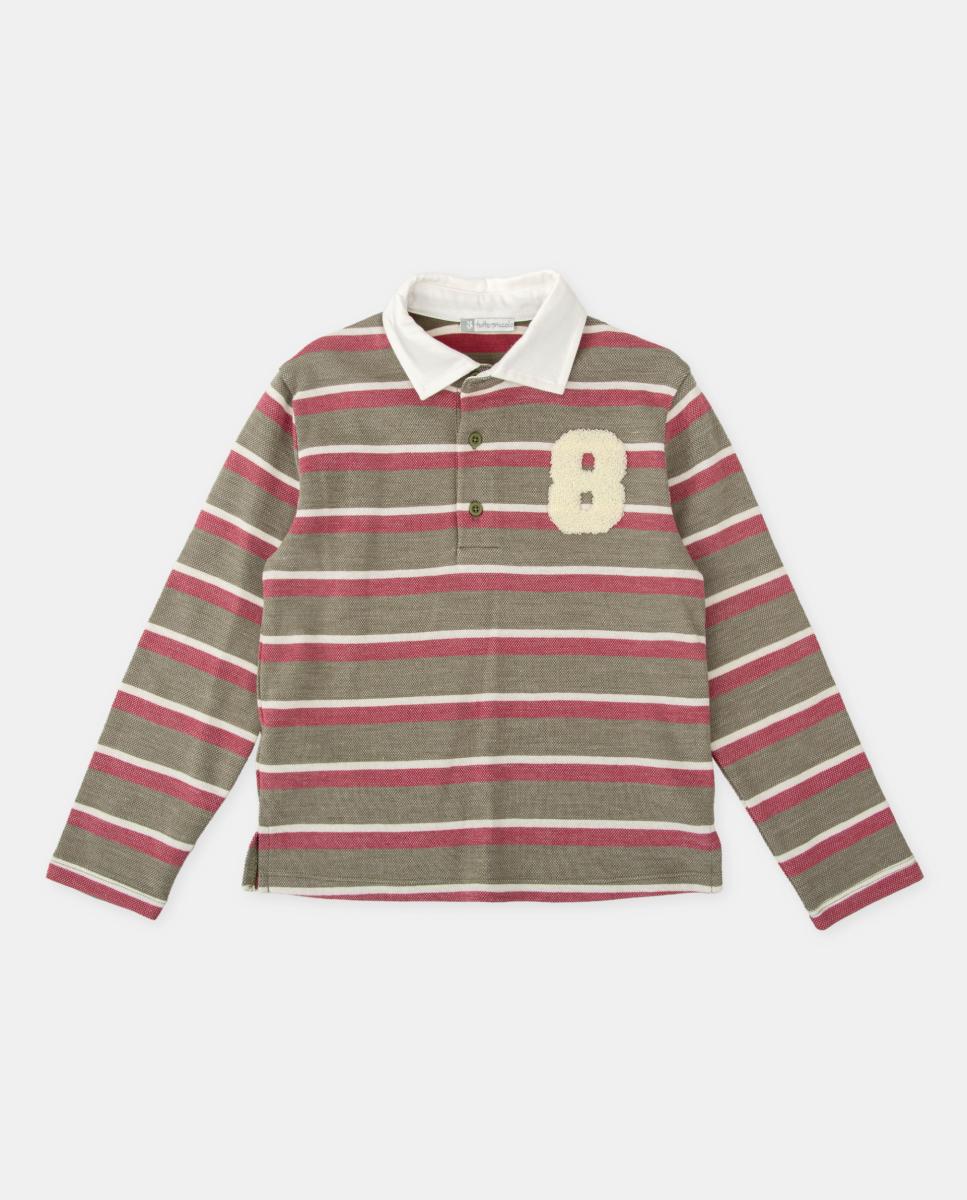 Imagen 0 de Polo de niño a rayas y bordado