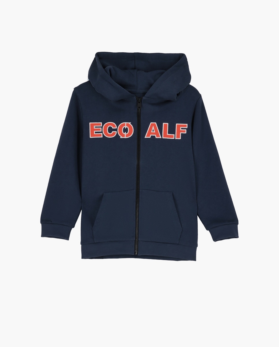 Imagen 0 de Sudadera con capucha de niño cierre de cremallera y print en el pecho