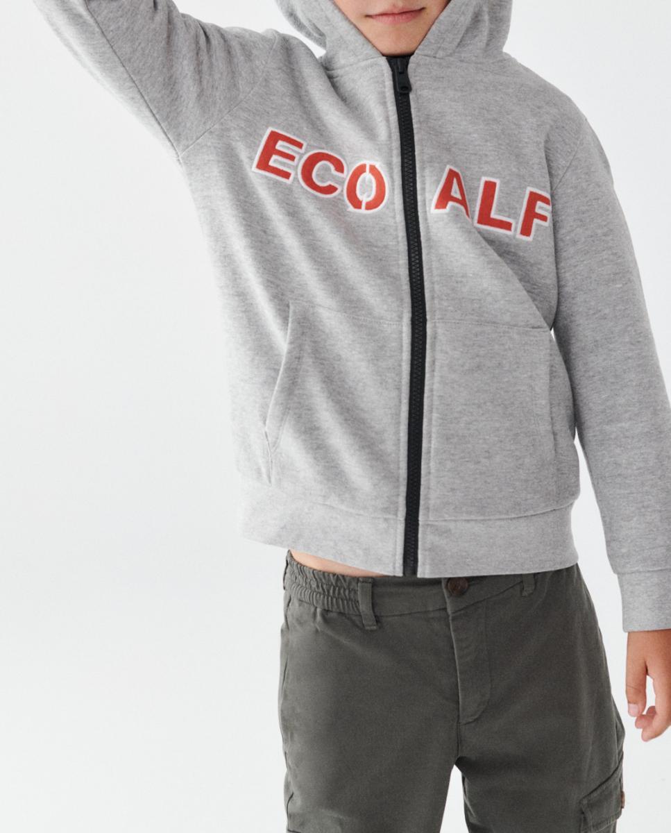 Imagen 0 de Sudadera niño con cremallera frontal, logo estampado frontal y capucha