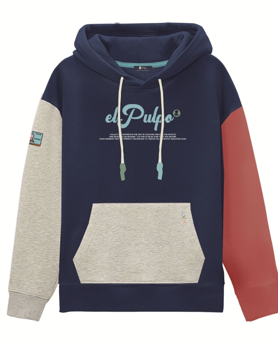Imagen 0 de Sudadera de niño capucha estampado texto colour block