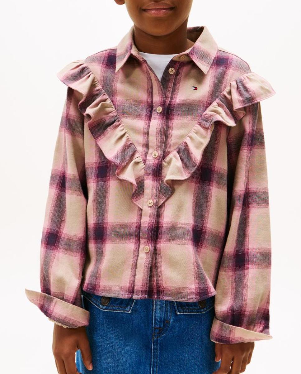 Imagen 0 de Blusa de niña de cuadros con volantes