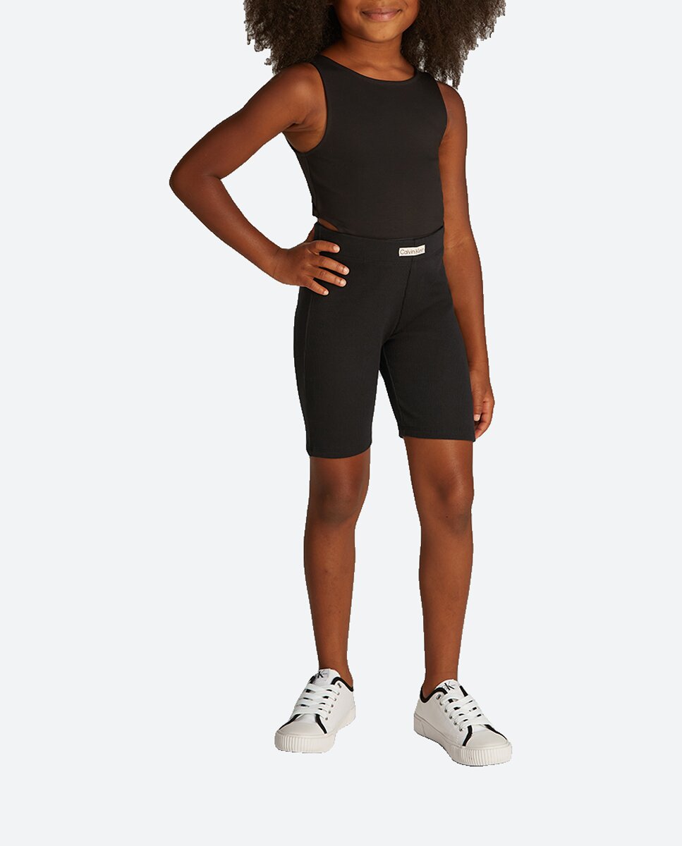 Imagen 0 de Shorts de niña ciclista con detalle canalé