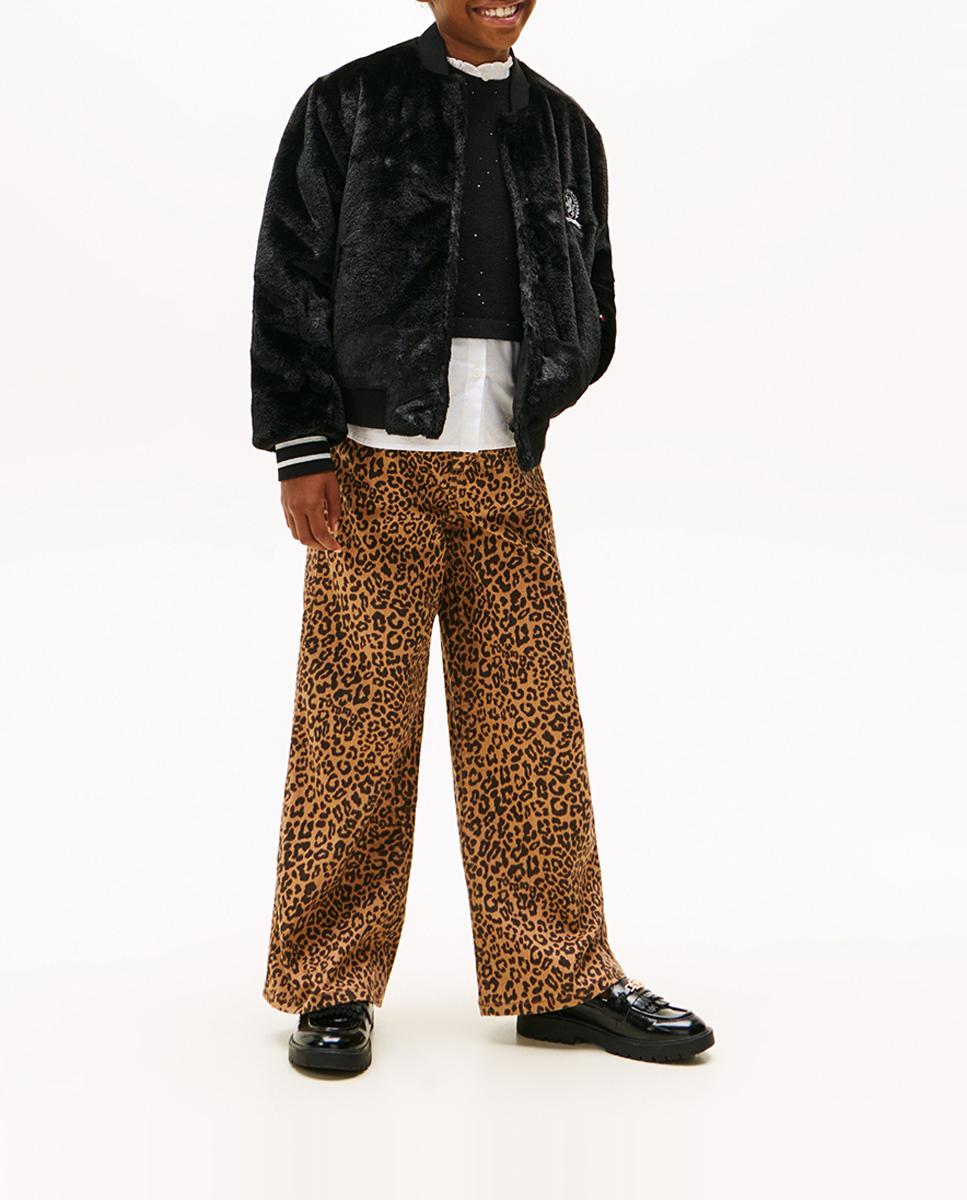 Imagen 0 de Pantalón de niña vaquero con estampado animal print