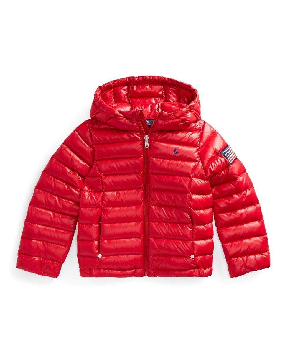 Blusão acolchoado vermelho de menina com capuz Polo Ralph Lauren Vermelho-2