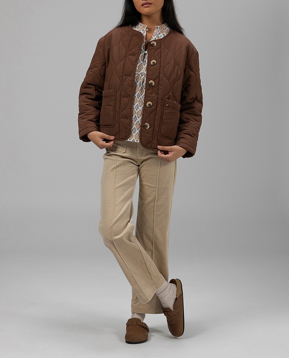 Imagen 0 de Chaqueta teen acolchada bicolor marrón