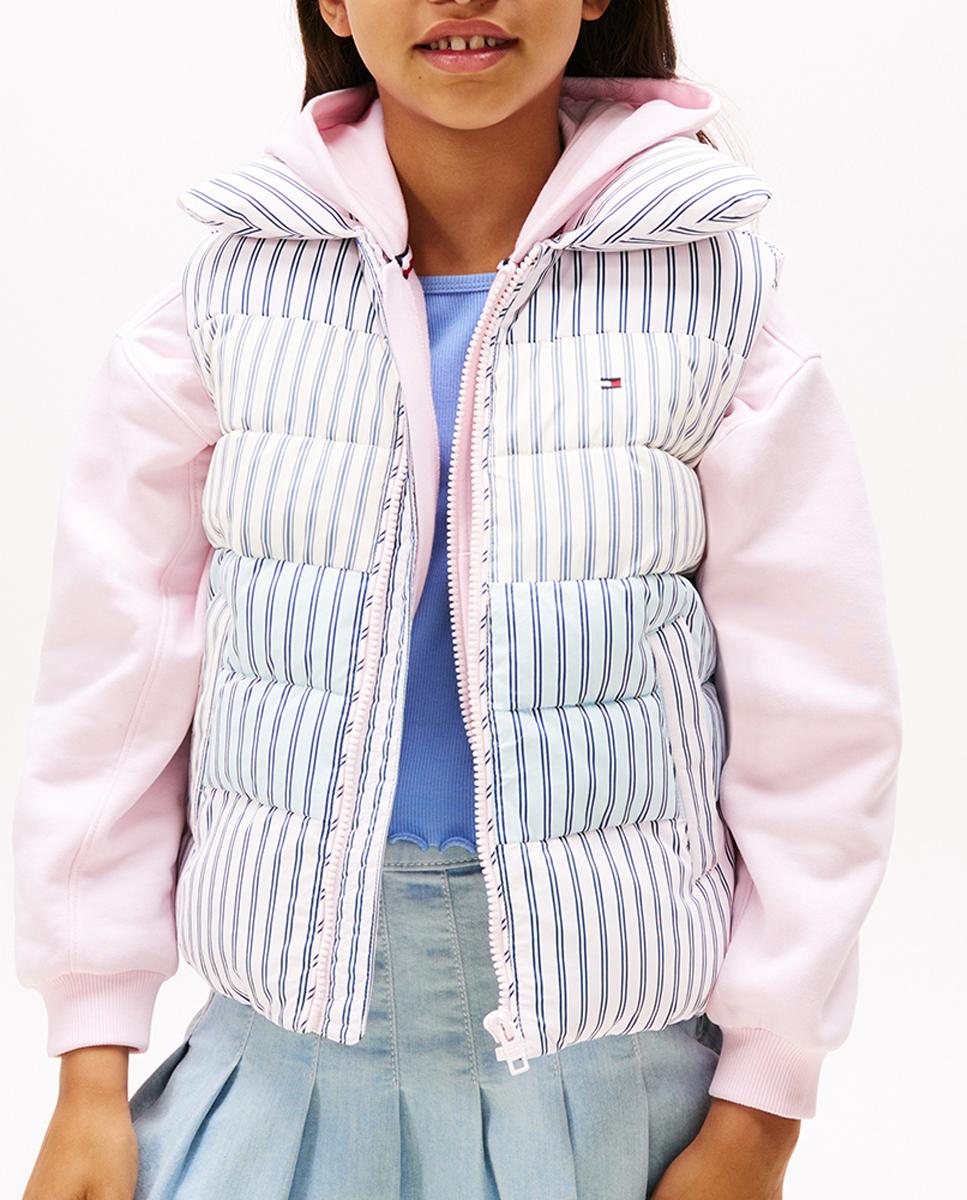 Imagen 0 de Chaleco de niña acolchado y estampado de rayas
