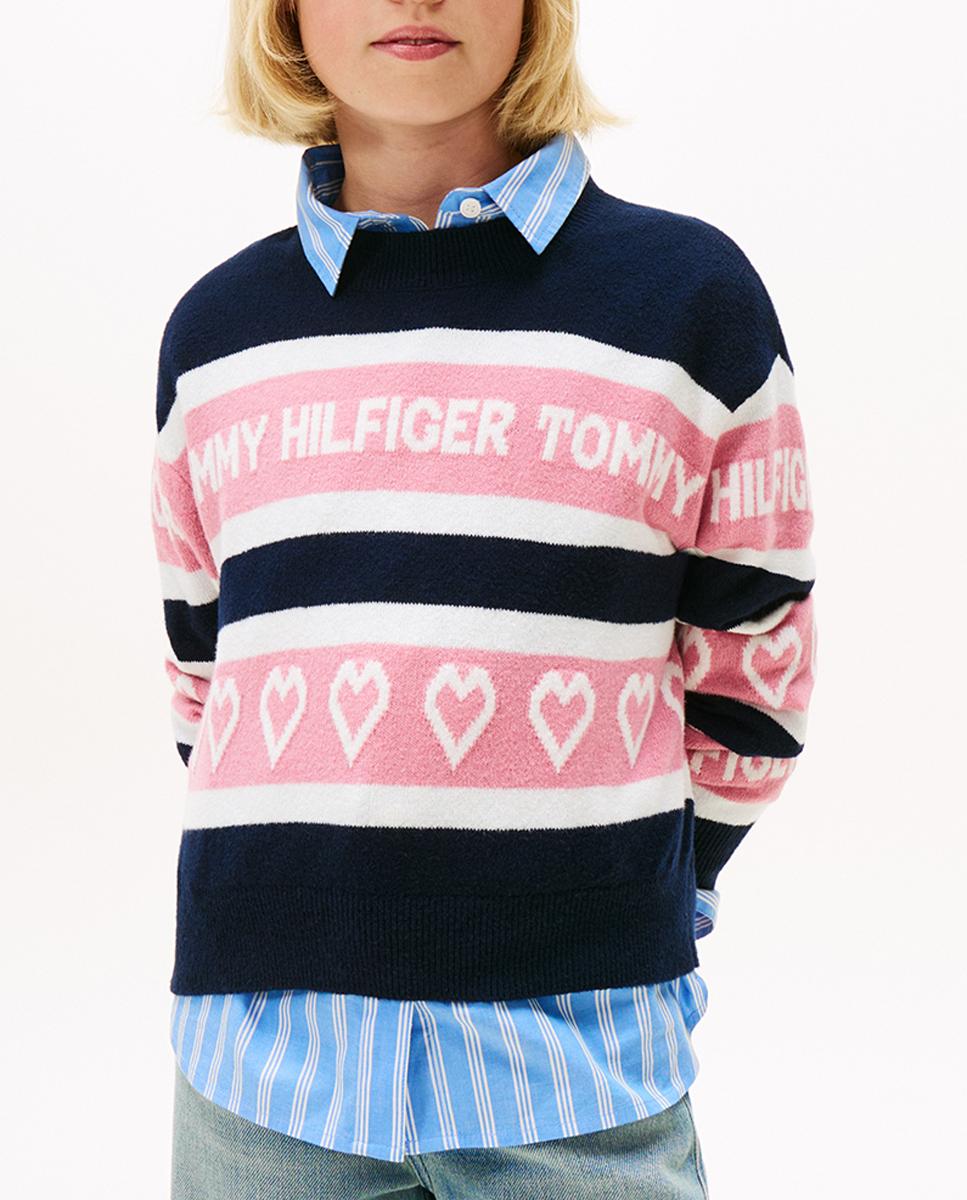 Imagen 0 de Jersey de niña de cuello redondo y estampado de corazones