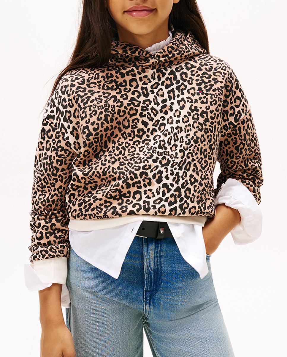 Imagen 0 de Sudadera de niña con estampado animal print y capucha
