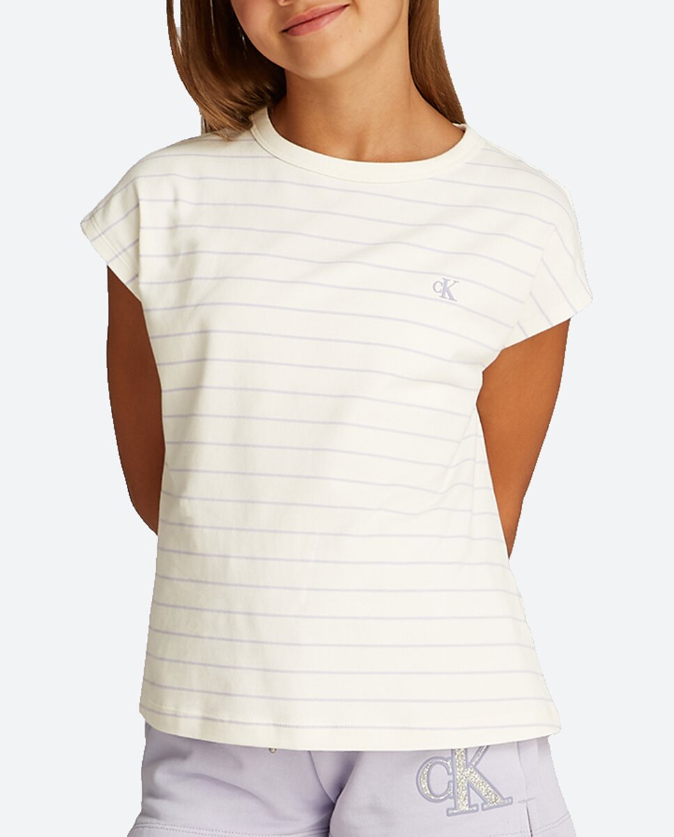 Imagen 0 de Camiseta de niña manga corta con rayas