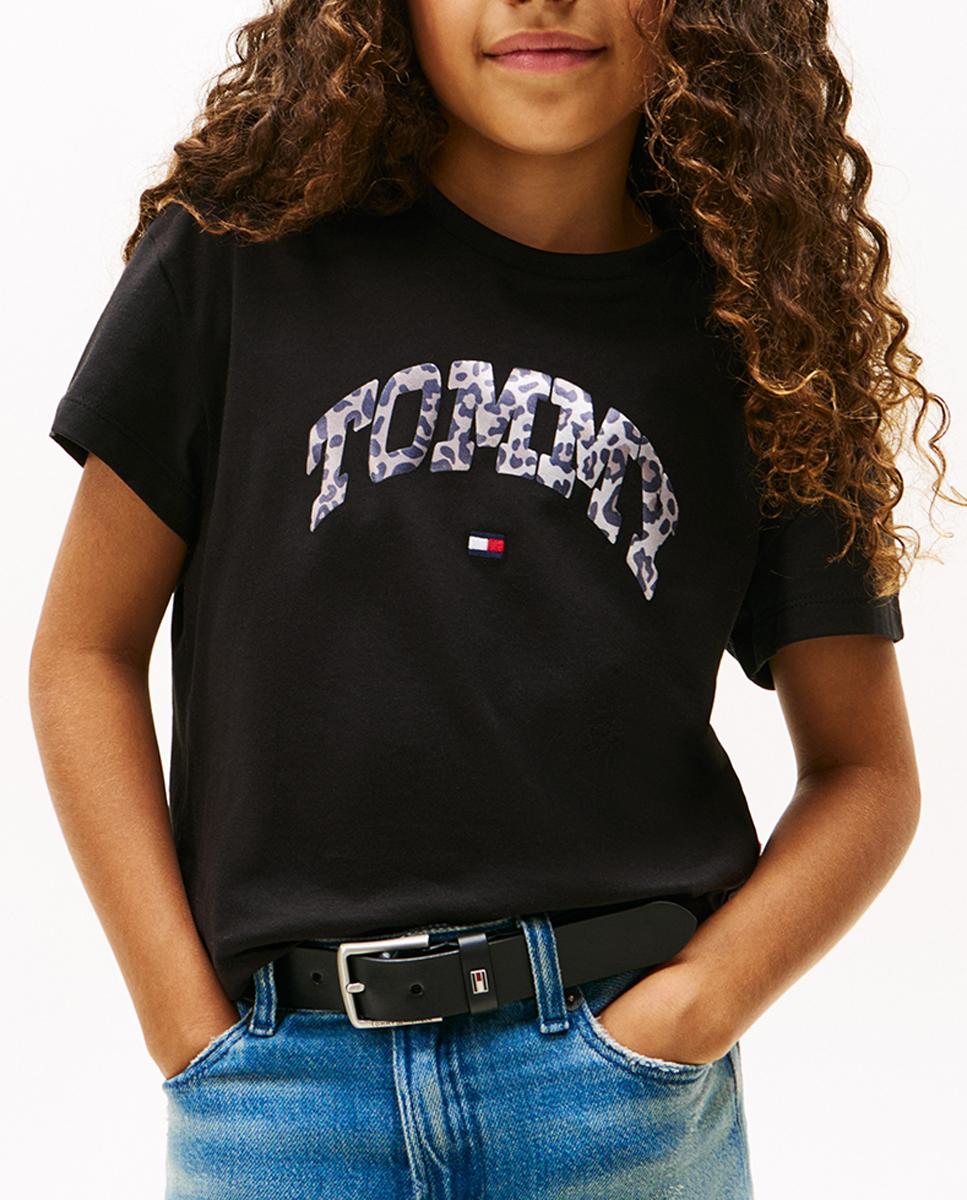 Imagen 0 de Camiseta de niña de manga corta con logo frontal de animal print
