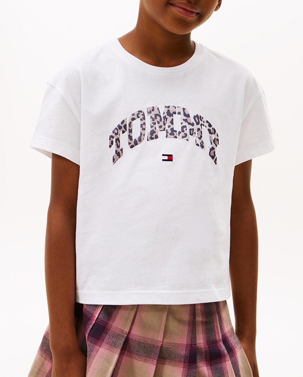 Imagen 0 de Camiseta de niña de manga corta con logo frontal de animal print