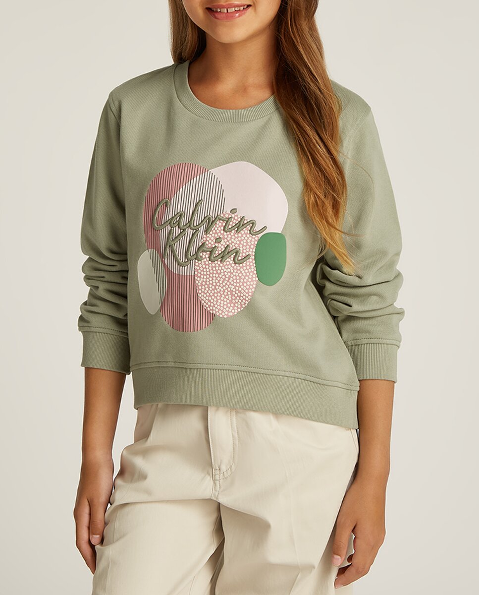 Imagen 0 de Sudadera de niña cuello redondo con logo