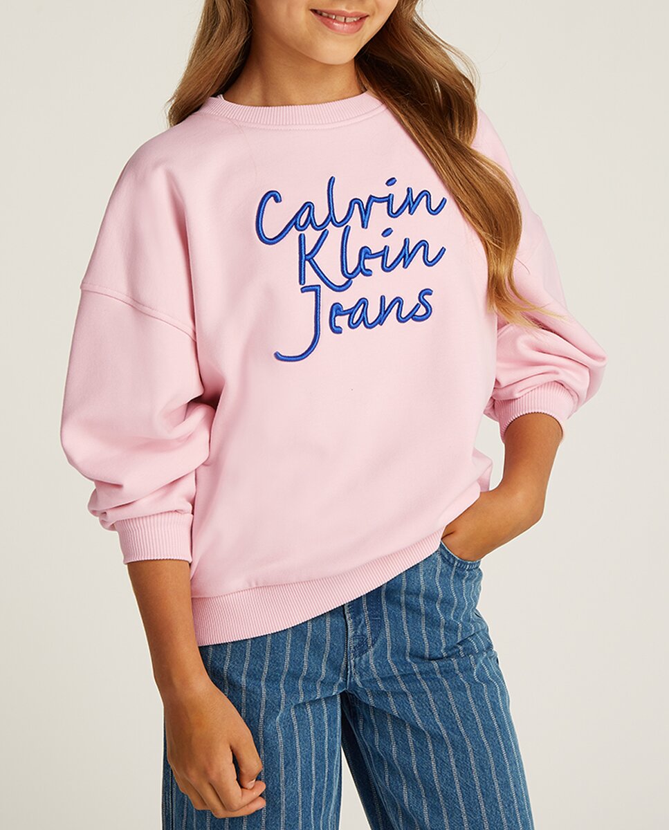 Imagen 0 de Sudadera de niña cuello redondo con logo bordado