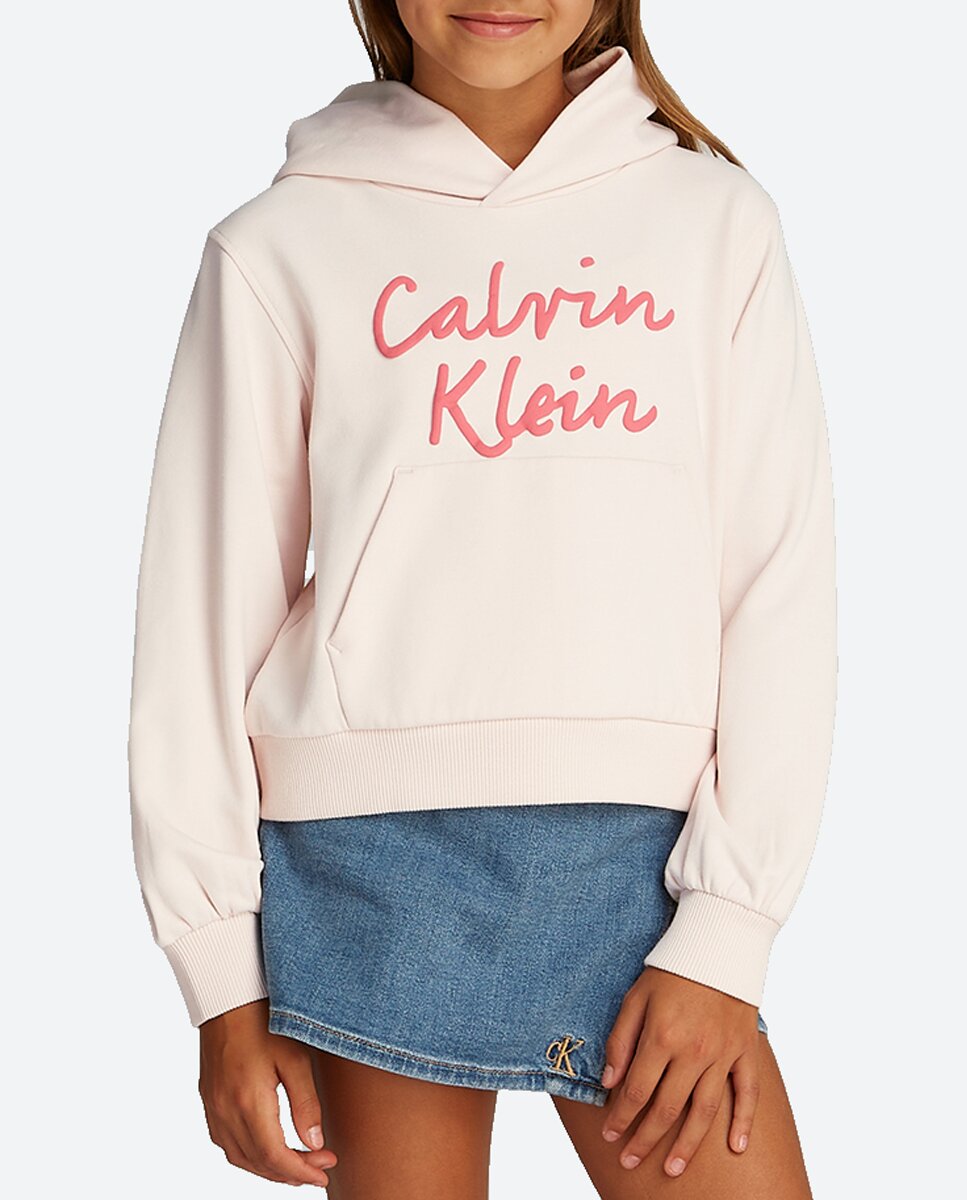 Imagen 0 de Sudadera de niña con capucha y logo en cursiva
