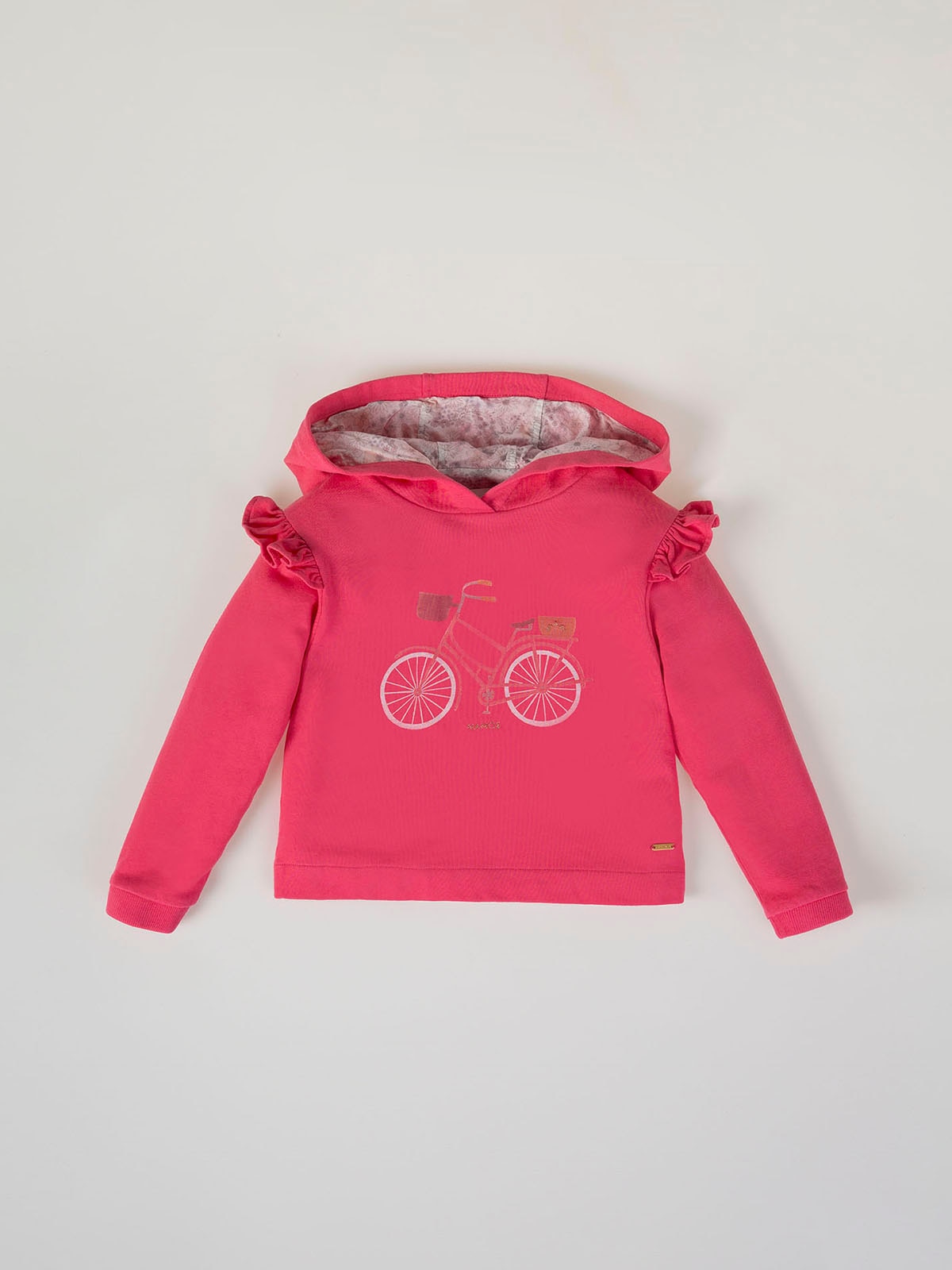 Imagen 0 de Sudadera de niña capucha flores estampado bicicleta.