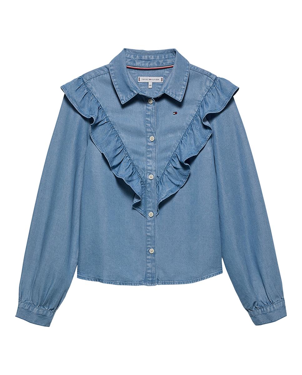 Imagen 0 de Blusa de bebé niña vaquera con volantes