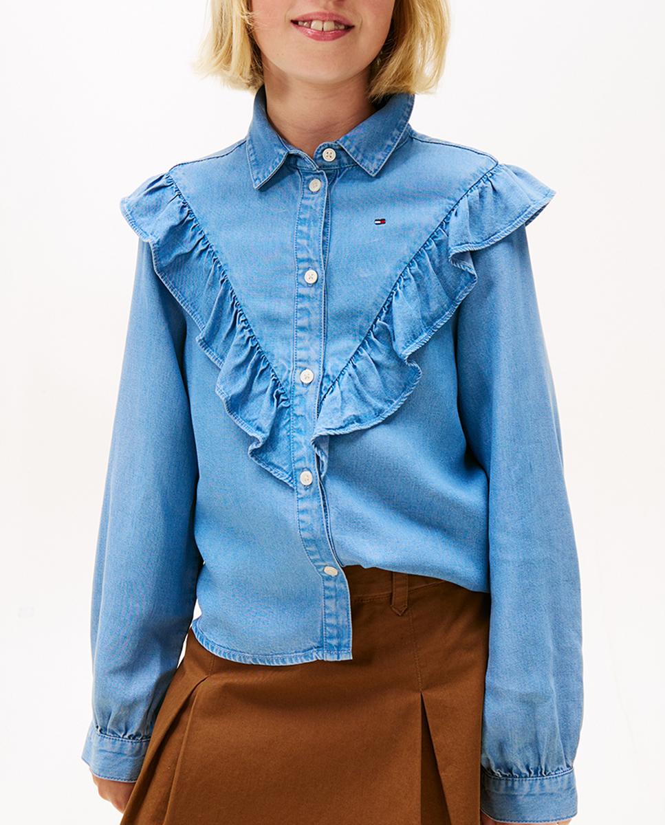 Imagen 0 de Blusa de niña vaquera con volantes