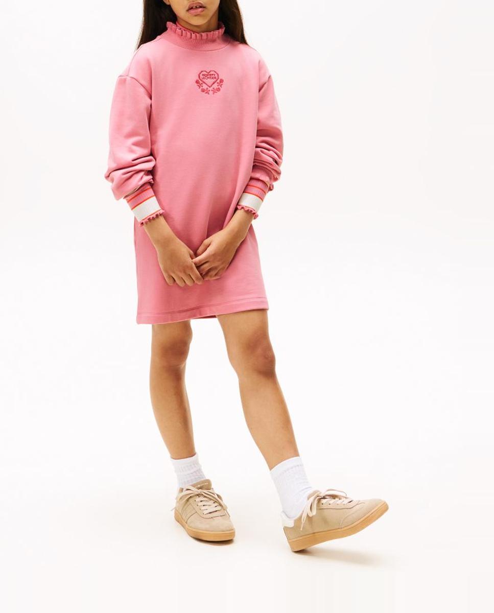 Imagen 0 de Vestido de niña con cuello fruncido y logo de corazón