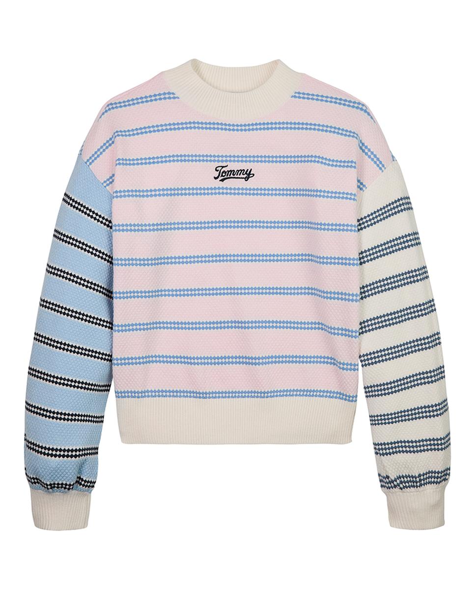 Imagen 0 de Jersey de niña de rayas colorblock con logo en el pecho