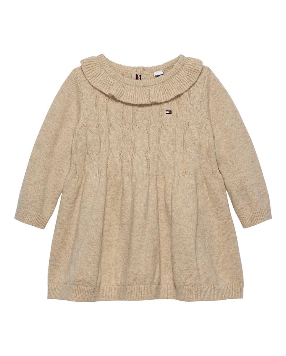 Imagen 0 de Vestido de bebé niña de punto cableado de manga larga