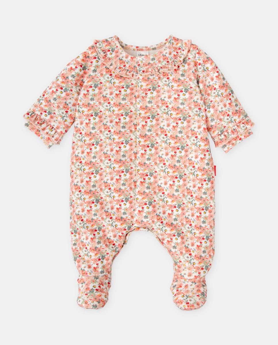 Imagen 0 de Pelele largo de bebé con estampado floral de interlock