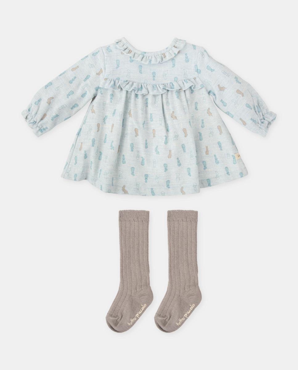 Imagen 0 de Vestido de niña con estampado de conejitos