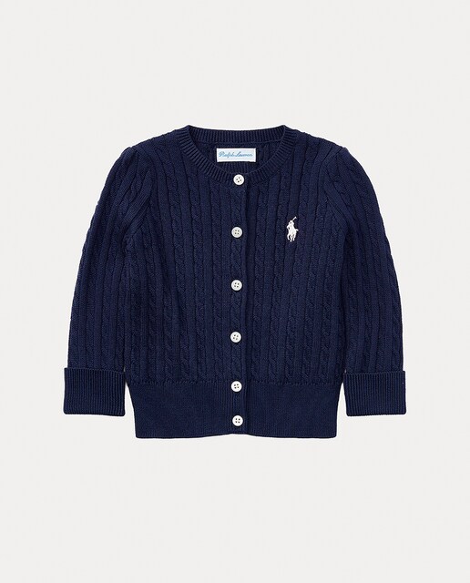 Cárdigan de bebé niña de algodón en punto de ochos