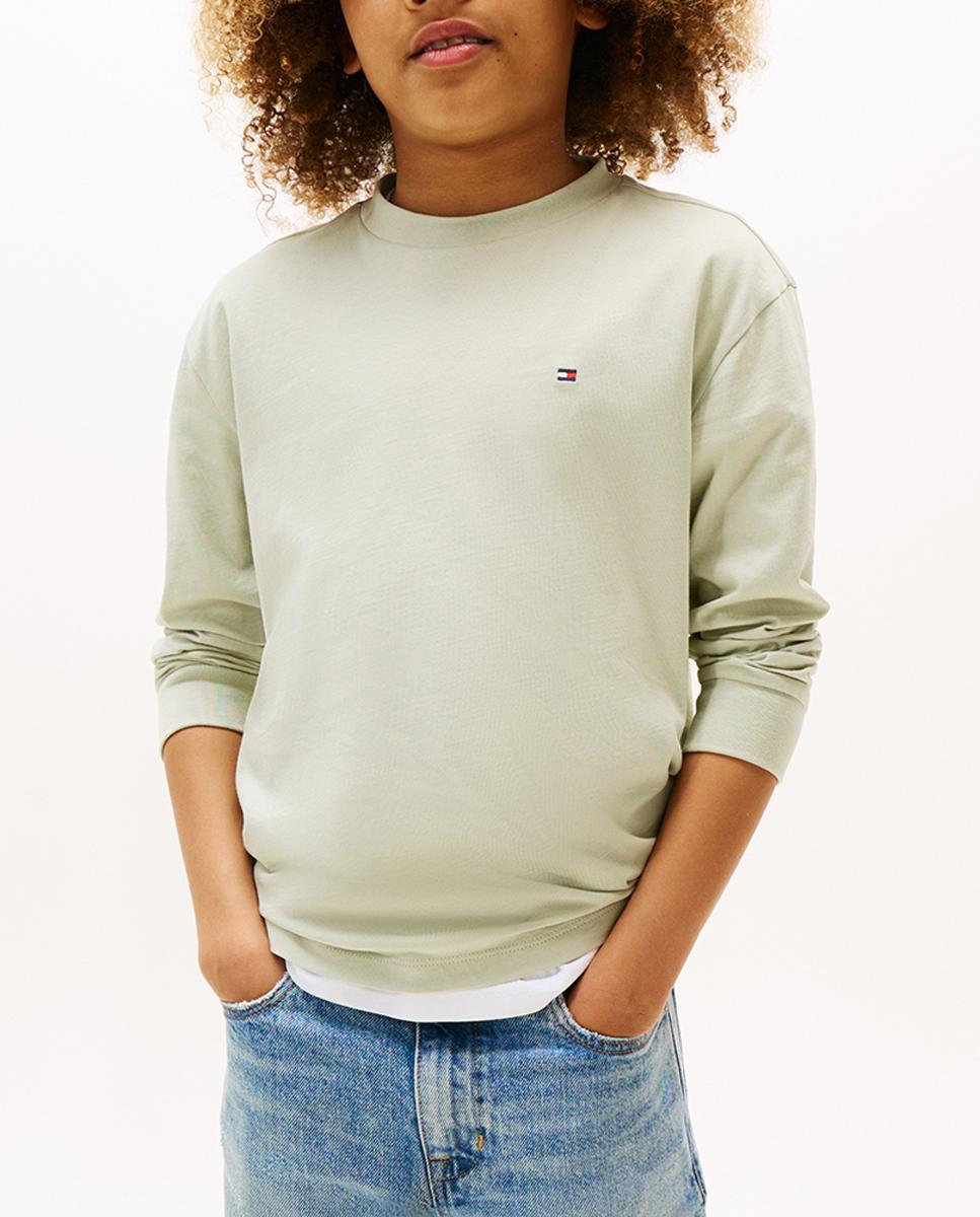 Imagen 0 de Camiseta de niño lisa de manga corta con logo en el pecho y manga