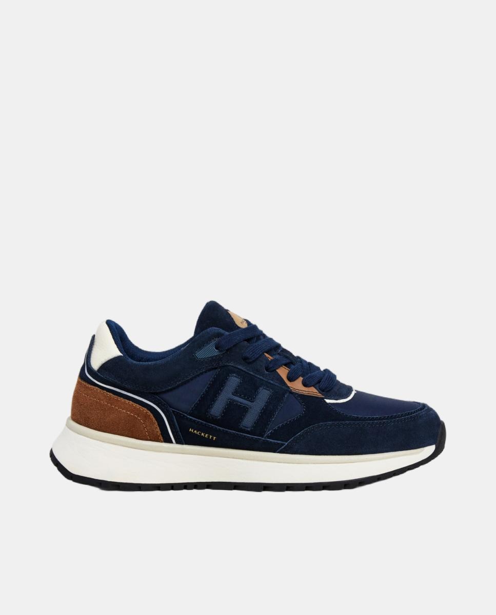 Imagen 0 de Zapatilla formal Otto Run de ante de piel de vacuno con monograma "H"