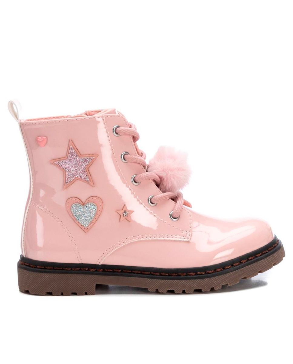 Imagen 0 de Botín niña charol, con pom pom y glitter