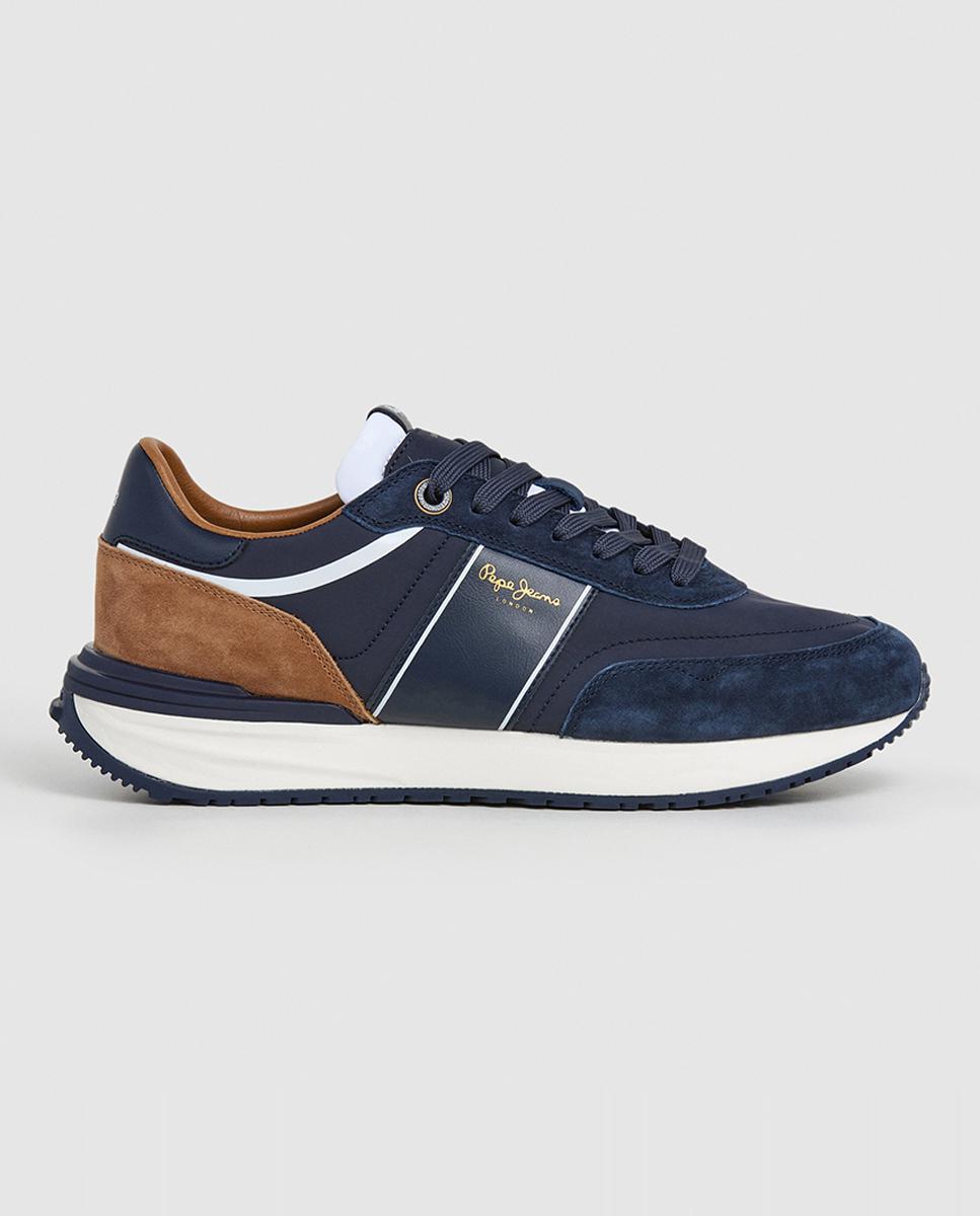 Imagen 0 de Zapatillas Buster Serie de hombre en combinación de azul marino y beige y con banda lateral