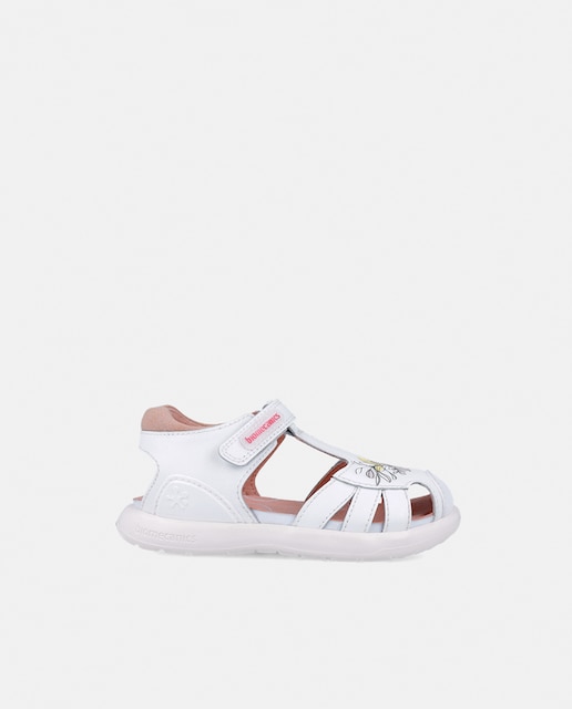 Imagen 0 de Sandalia de piel de color blanco para niña