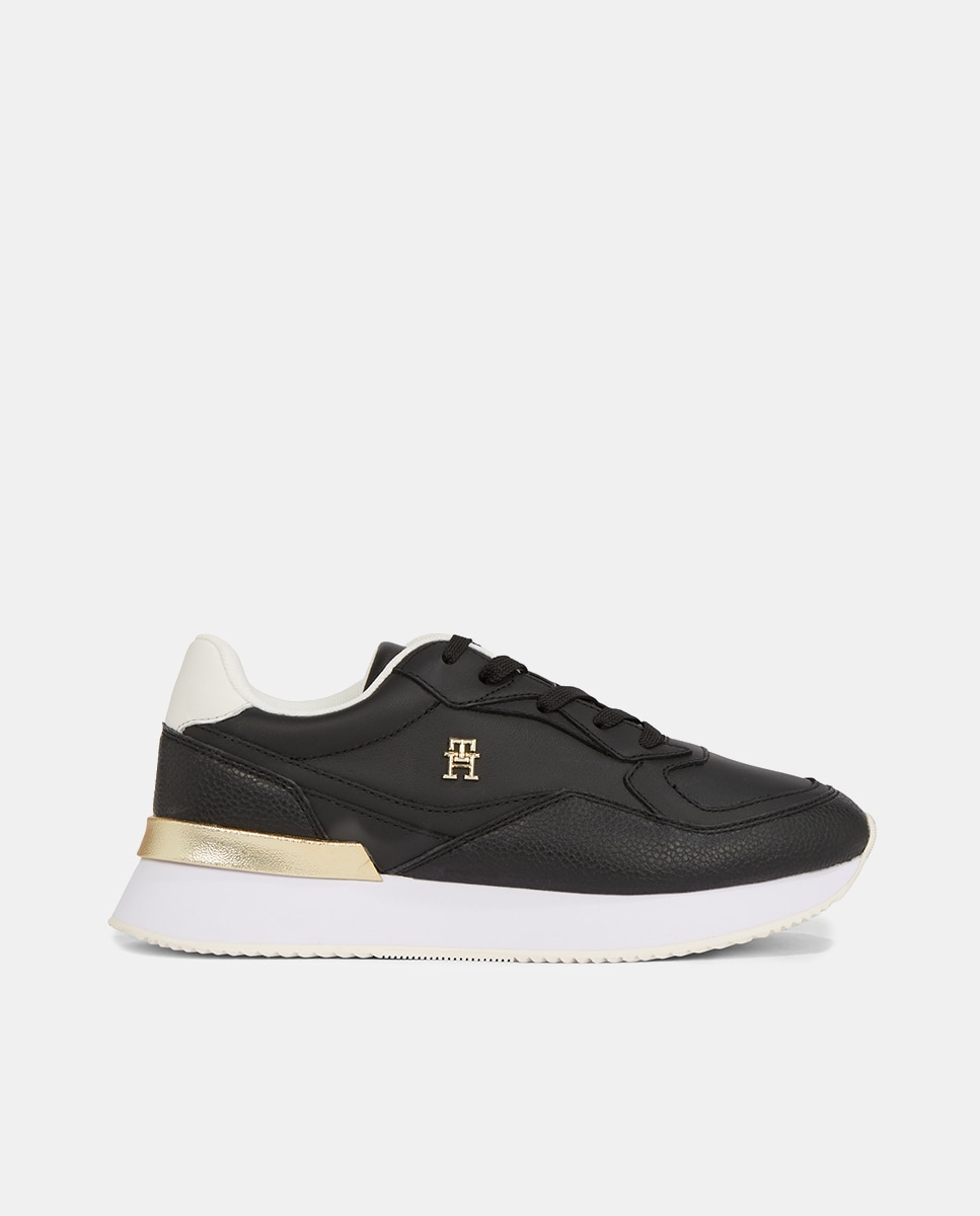 Imagen 0 de Zapatillas de piel estilo runner con plataforma y detalles dorados de Tommy Hilfiger