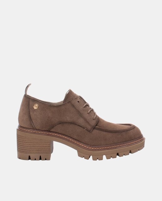 Imagen 0 de Zapato de mujer de serraje con tacón ancho