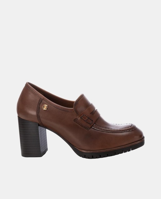 Imagen 0 de Mocasín de mujer de piel con tacón ancho