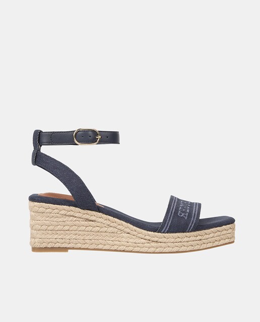 Imagen 0 de Sandalia de cuña media de esparto con logotipo