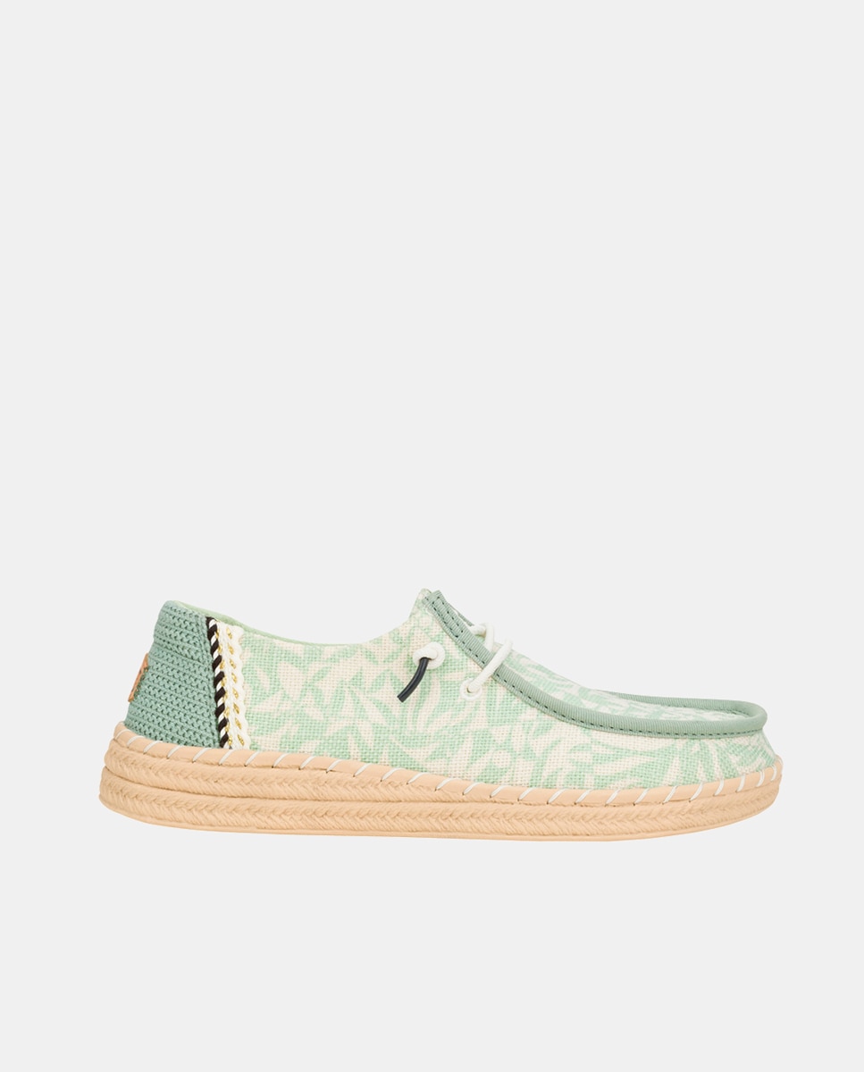 Imagen 0 de Zapato de cordones de mujer de algodón y fibras naturales con estampado tropical