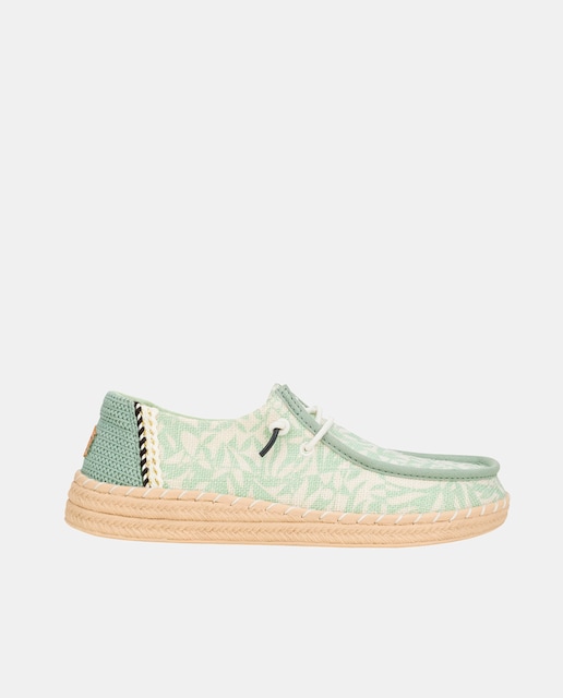 Imagen 0 de Zapato de cordones de mujer de algodón y fibras naturales con estampado tropical