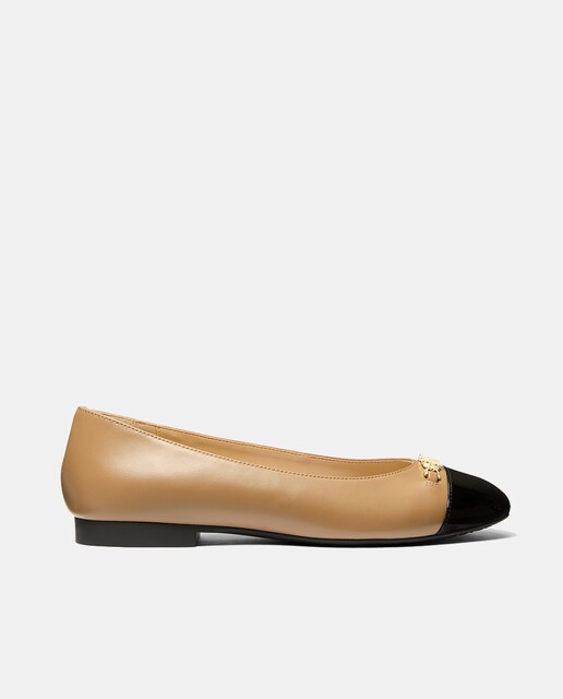 Imagen 0 de Bailarinas Rebecca de piel de mujer con puntera contraste en charol