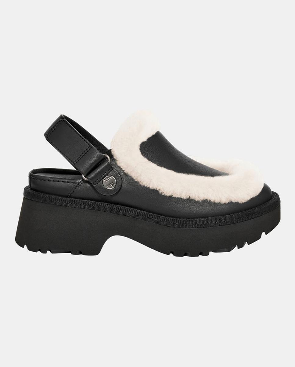 Imagen 0 de Zueco con tacón ESMEE CLOG de mujer. Piel y Forrado en pelo.