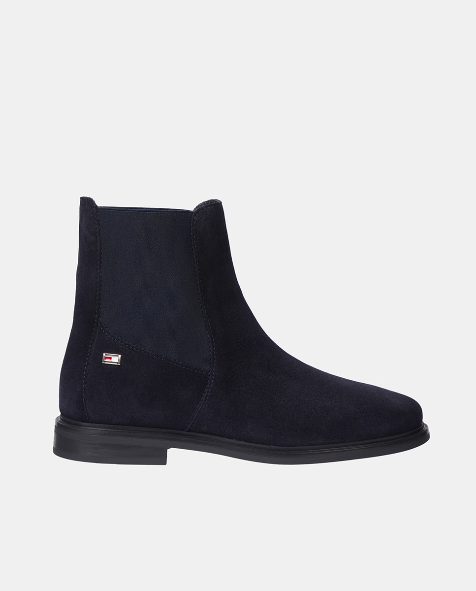 Imagen 0 de Botines Chelsea de ante con logo esmaltado de Tommy Hilfiger