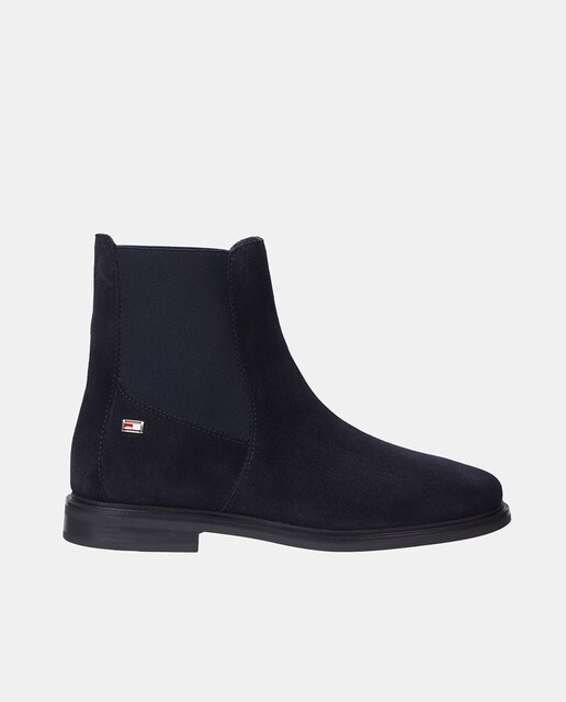 Imagen 0 de Botines Chelsea de ante con logo esmaltado de Tommy Hilfiger