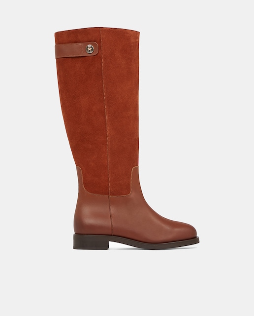 Imagen 0 de Botas de caña alta en mezcla de piel y ante de Tommy Hilfiger