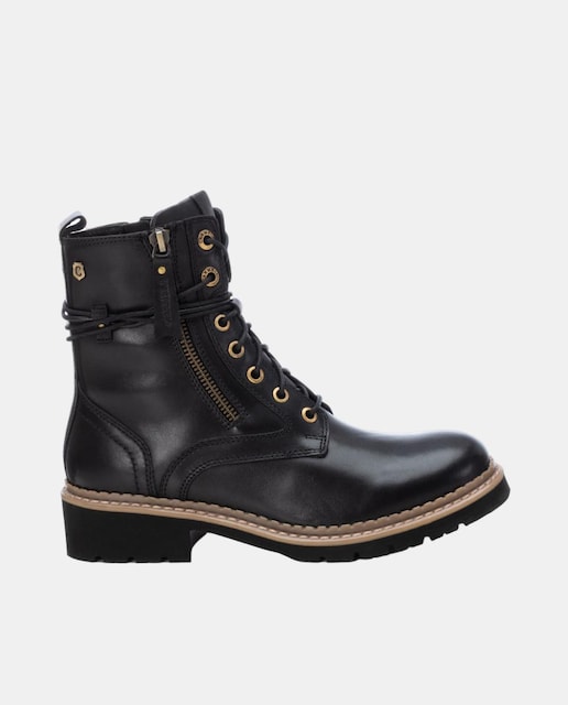 Imagen 0 de Botín de mujer de piel con cremallera lateral y cordones