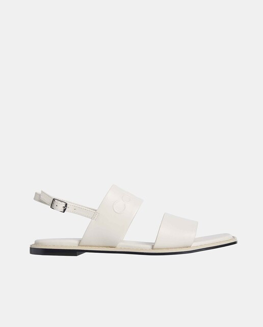 Imagen 0 de Sandalia plana con doble tira y logo Calvin Klein