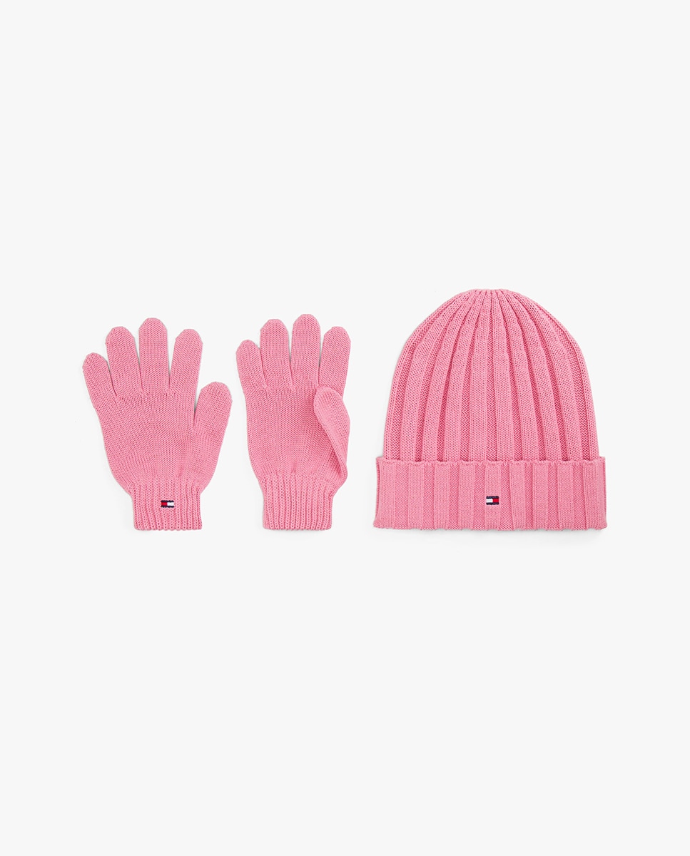 Imagen 0 de Set de gorro y guantes de niña con bandera corporativa bordada