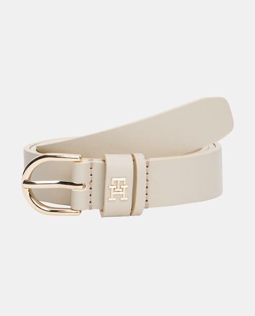 Imagen 0 de Cinturón de piel de mujer en color beige de Tommy Hilfiger
