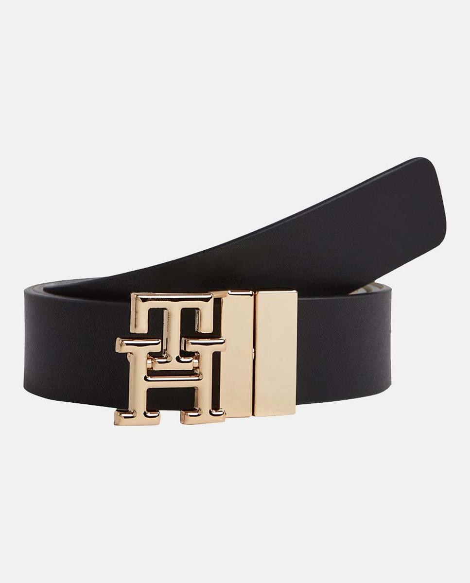 Imagen 0 de Cinturón de piel de mujer reversible en color negro y beige de Tommy Hilfiger