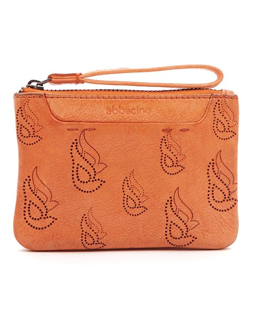 Imagen 0 de Monedero de piel con logo troquelado en naranja